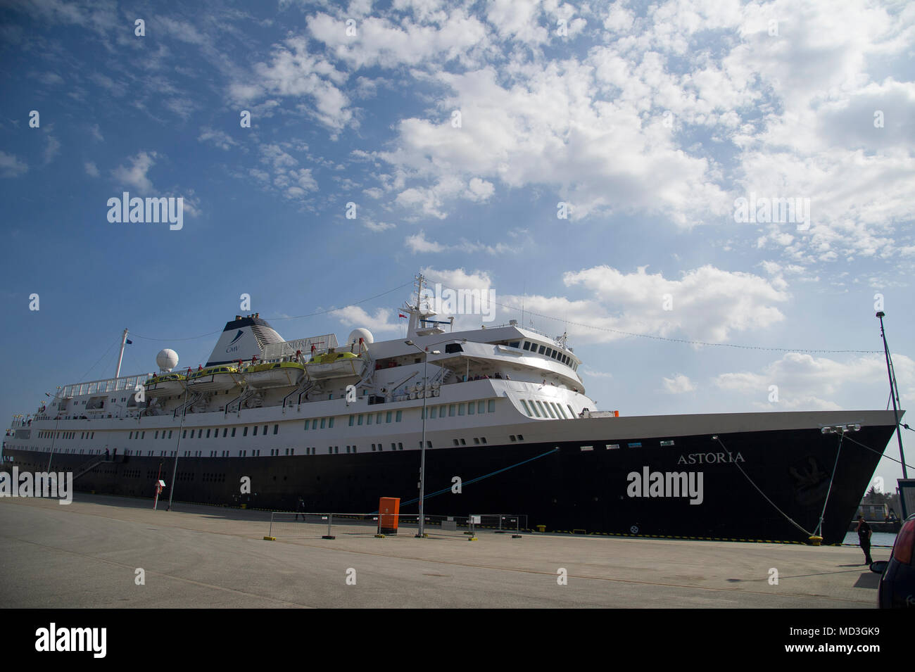 Gdansk Poland 18th April 2018 160 Meter Long Cruise Ship Mv Astoria Started Cruising Season In Gdansk Harbour In Gdansk Poland April 18th 2018 Built In 1948 As Stockholm Is The Oldest