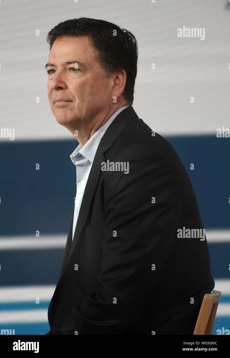 New York, NY, USA. 18th Apr, 2018. James Comey, the former Director of the FBI, appears on The Today Show to promote his book: A Higher Loyalty: Truth, Lies, and Leadership out and about for Celebrity Candids - WED, New York, NY April 18, 2018. Credit: Derek Storm/Everett Collection/Alamy Live News Stock Photo
