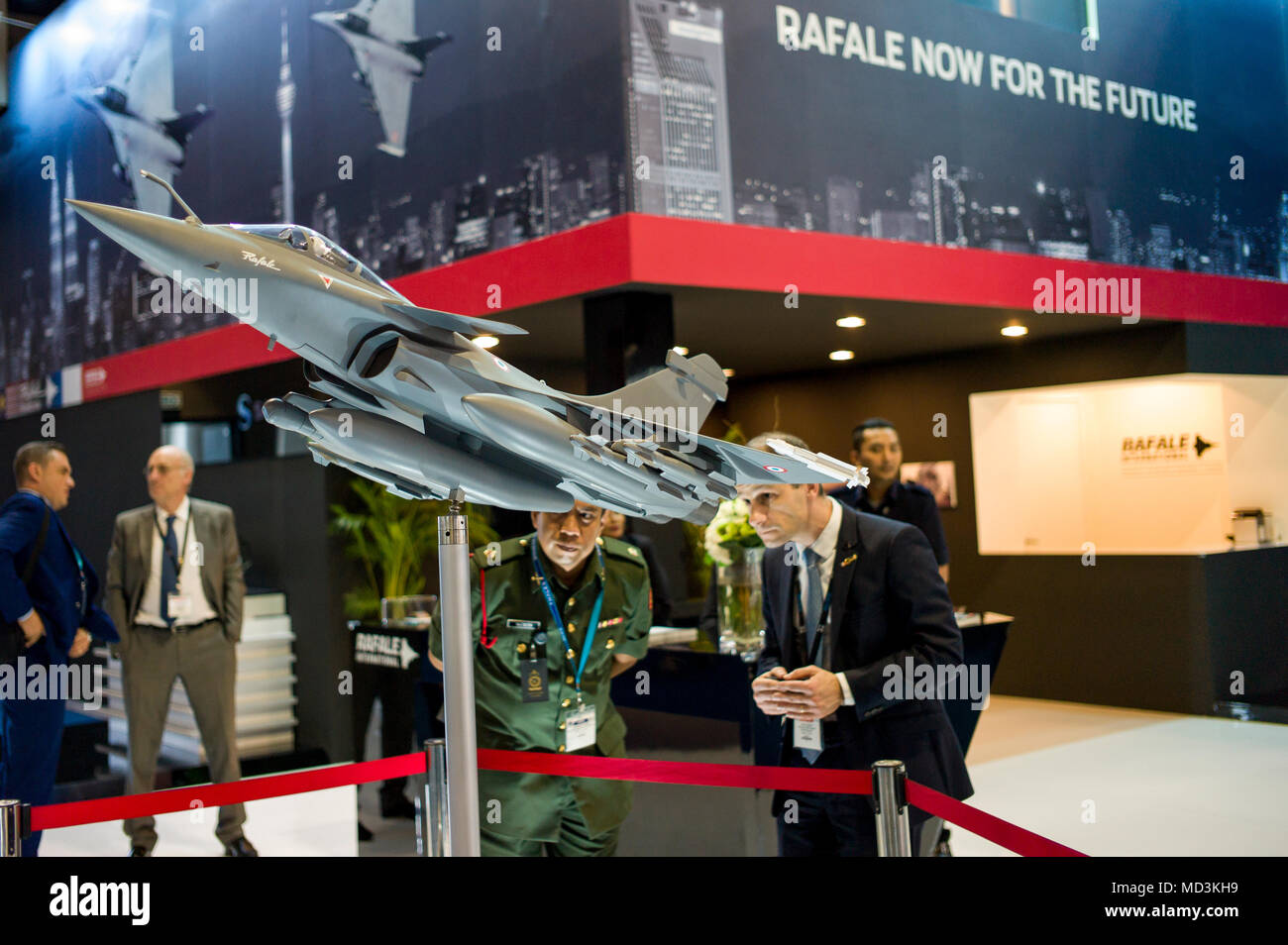 Kuala Lumpur Malaysia On April 18 2018 Exhibition Booth Of French Company Dassault Aviation Is Seen During The 16th Defence Services Asia Dsa 2018 Exhibition At Mitec Malaysia International Trade Exhibition Center