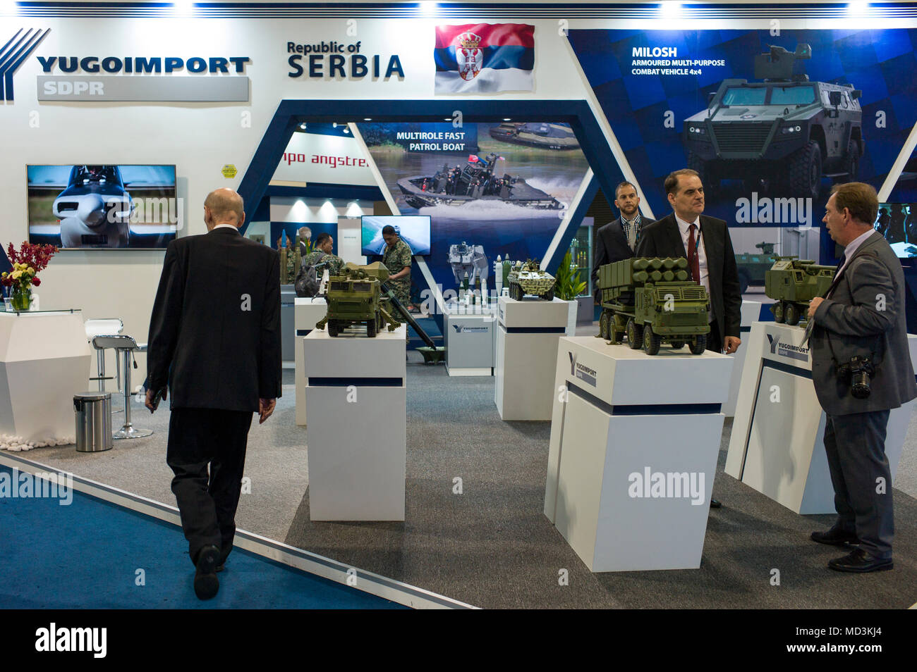 Kuala Lumpur Malaysia On April 18 2018 Exhibition Booth Of Serbian Company Yugoimport Sdpr Is Seen During The 16th Defence Services Asia Dsa 2018 Exhibition At Mitec Malaysia International Trade Exhibition Center