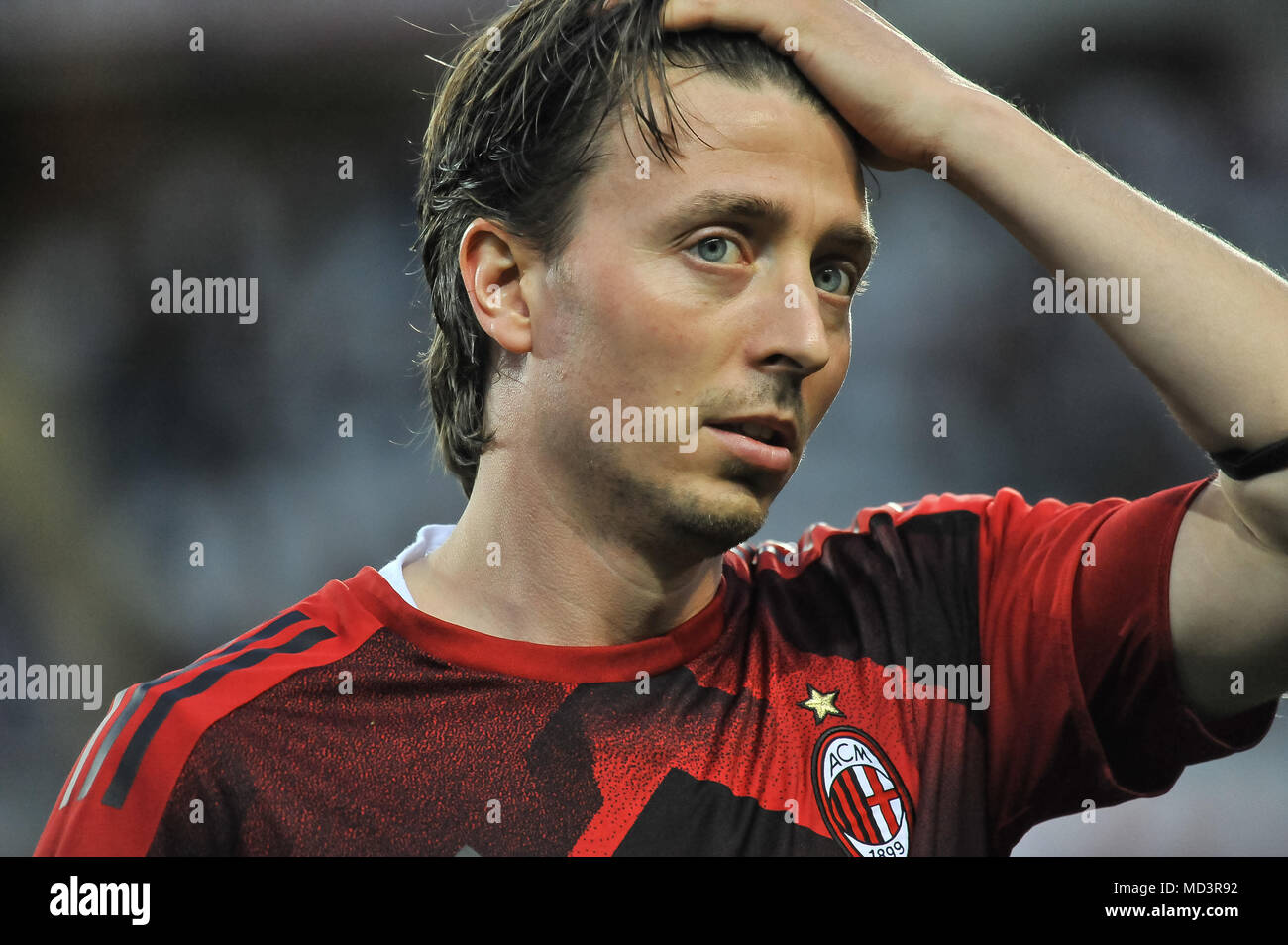 Turin, Italy. 18th Apr, 2018. Riccardo Montolivo (AC Milan) during the  Serie A football match between Torino FC and AC Milan at Stadio Grande  Torino on 18th April, 2018 in Turin, Italy.