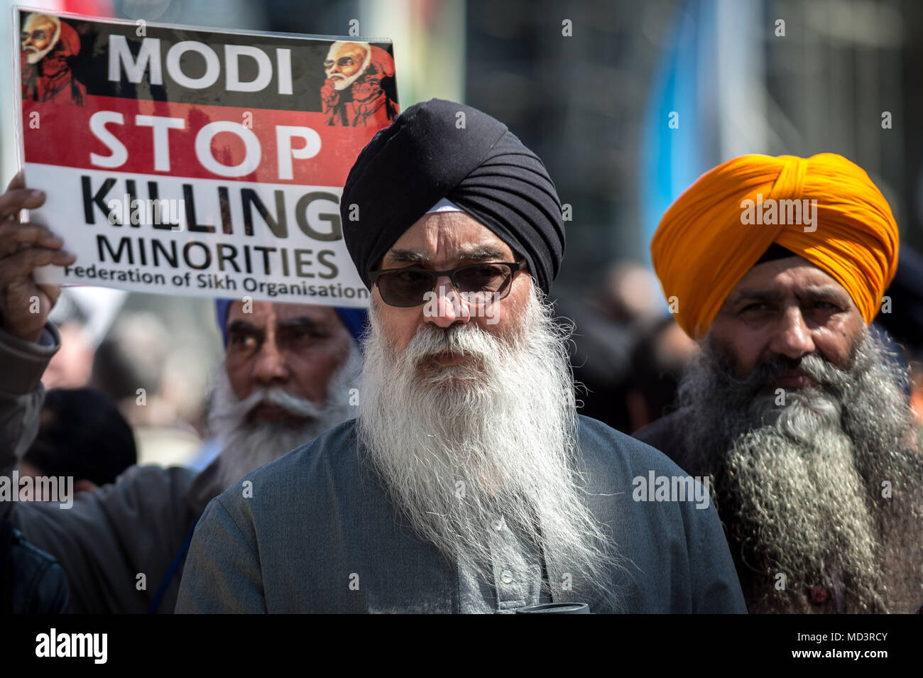 London, UK. 18th April, 2018. Mass Anti-Modi protests in Parliament ...