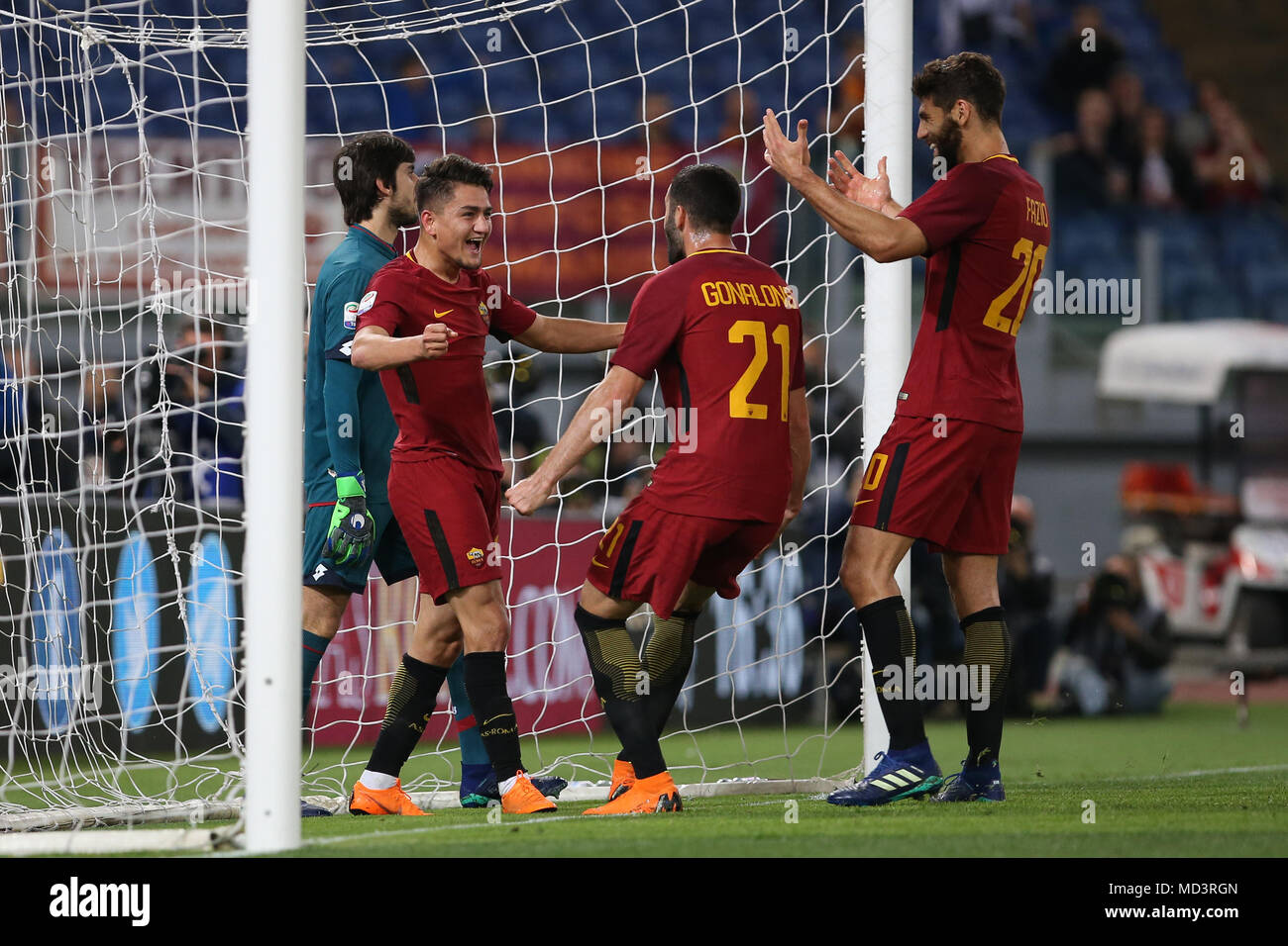Cengiz Roma Olympic Stadium, Rome, Italy. 18th Apr, 2018. Cengiz Under of Roma ...