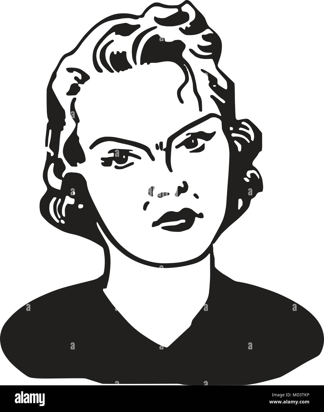 Angry Woman - Retro Clipart Illustration Stock Vector