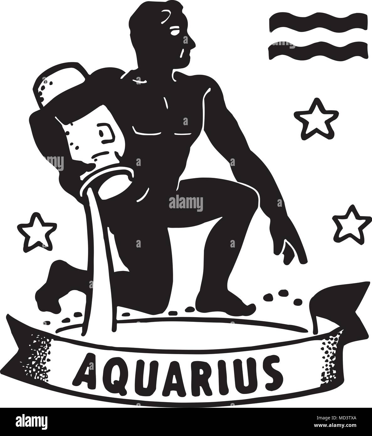 Aquarius - Retro Clipart Illustration Stock Vector Image & Art - Alamy