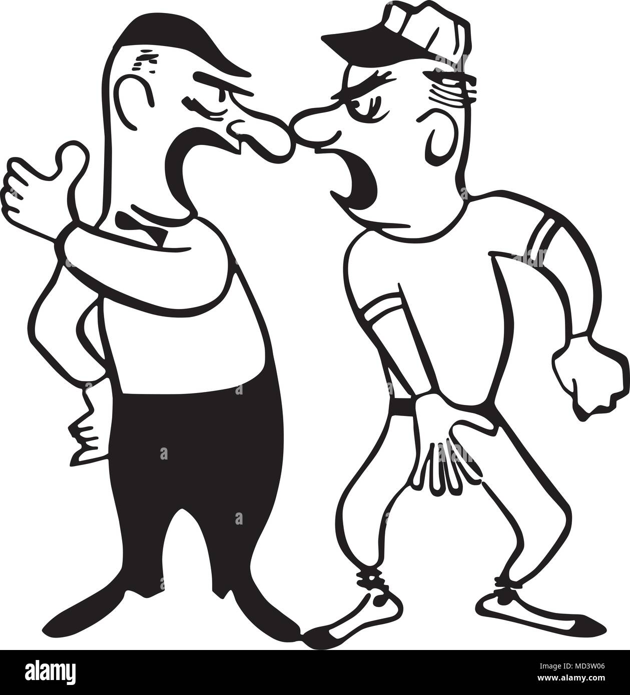 Arguing With The Umpire - Retro Clipart Illustration Stock Vector
