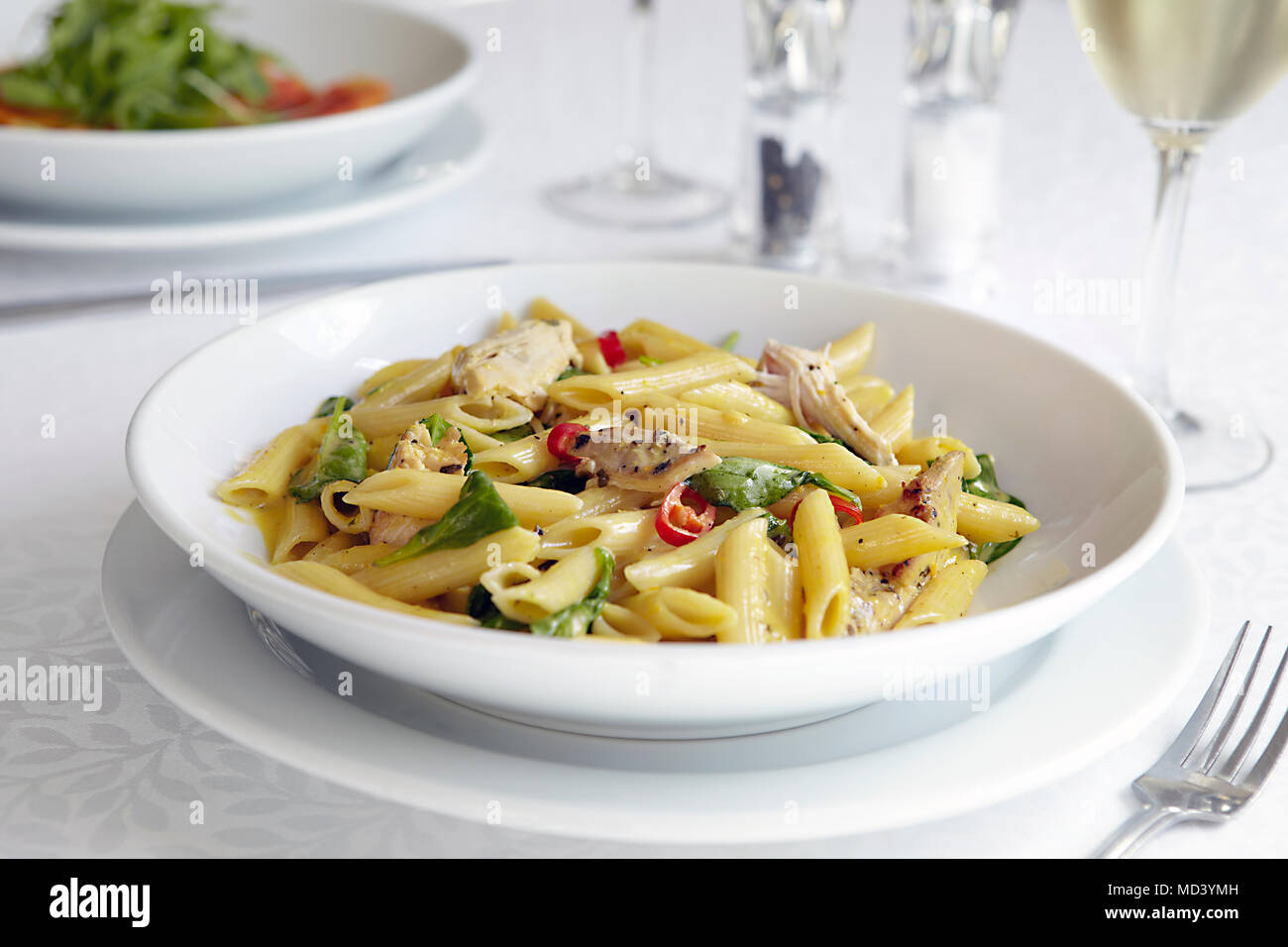 Fresh pasta dish in bowl Stock Photo