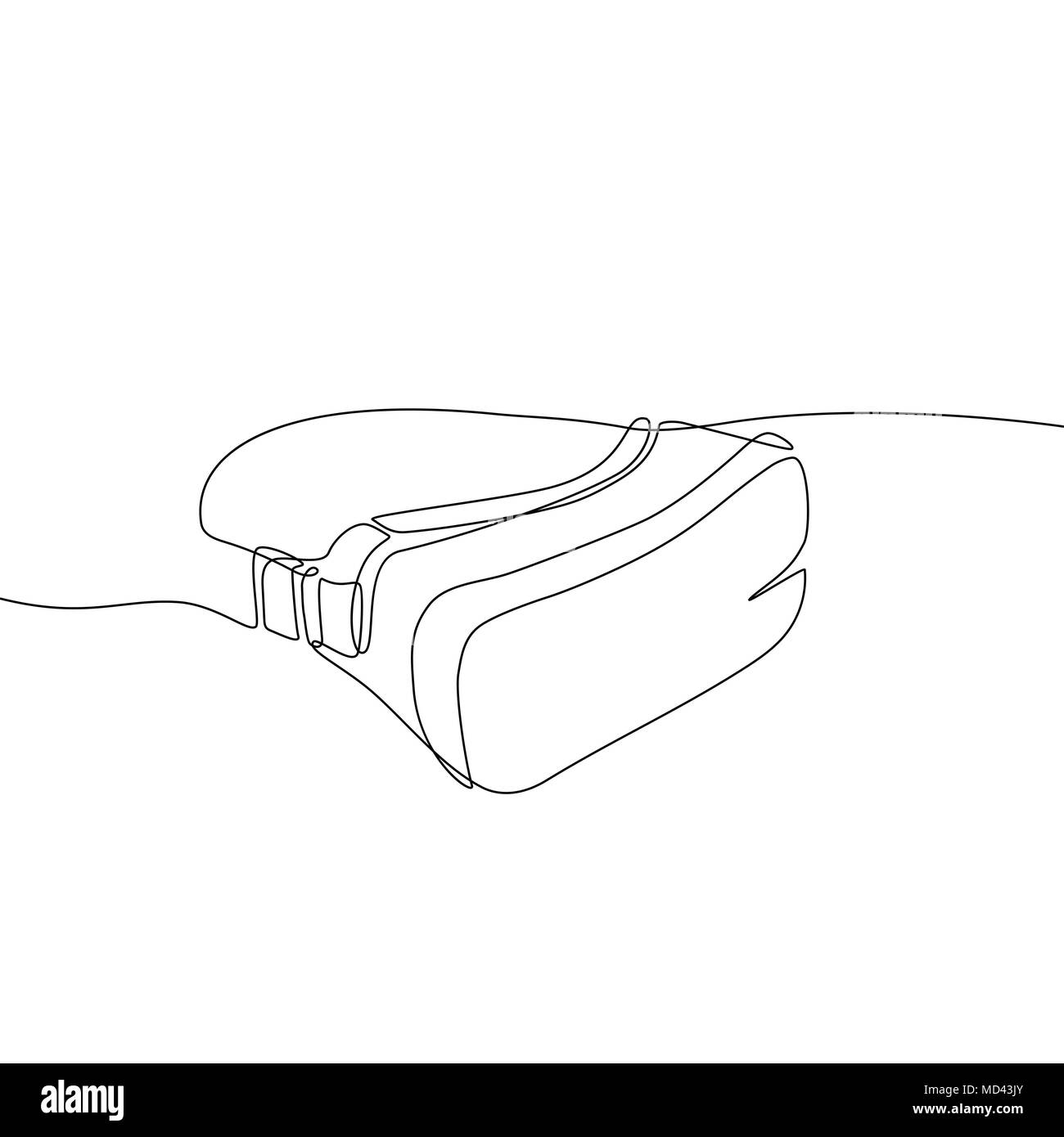 Virtual reality headset - one line design style illustration Stock Vector