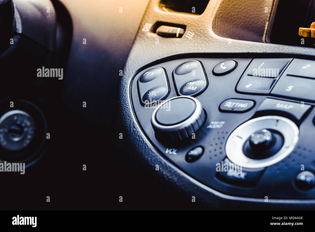 Car air conditioning control panel inside a car. Car interior Stock Photo