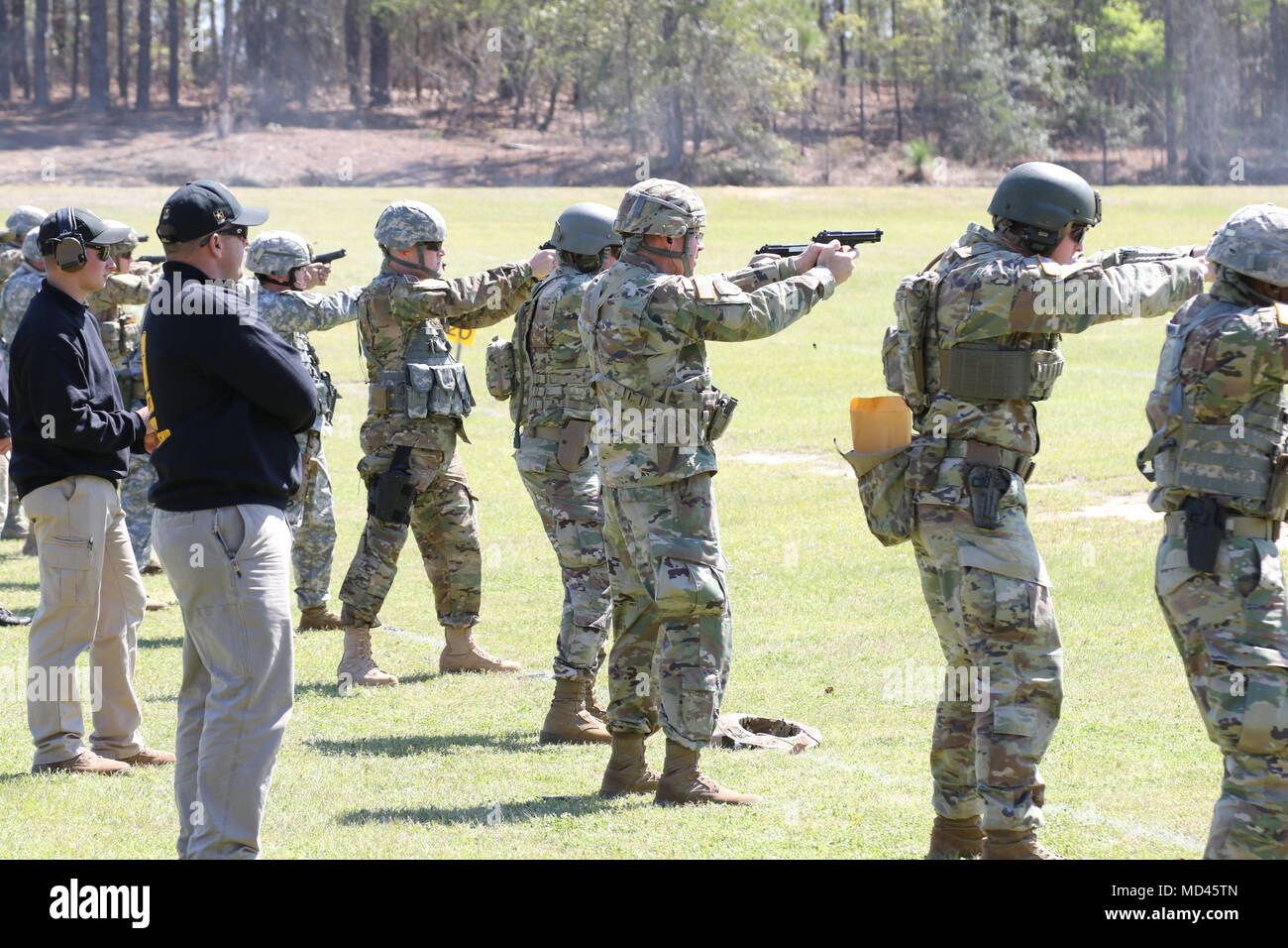 U.S. Army Marksmanship Unit Soldiers supervise the firing line during