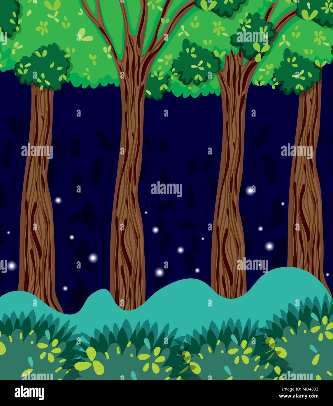 Beautiful forest at night Stock Vector Image & Art - Alamy