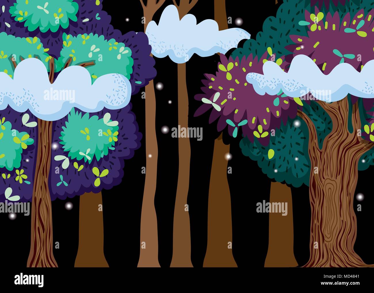 Beautiful forest at night Stock Vector Image & Art - Alamy