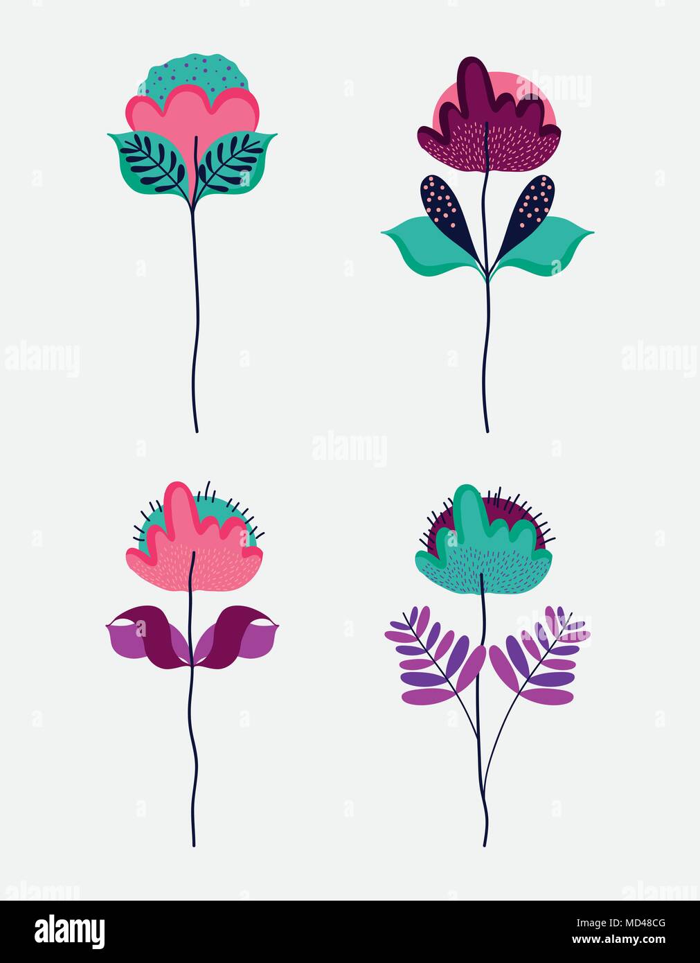 Set of flowers Stock Vector Image & Art - Alamy