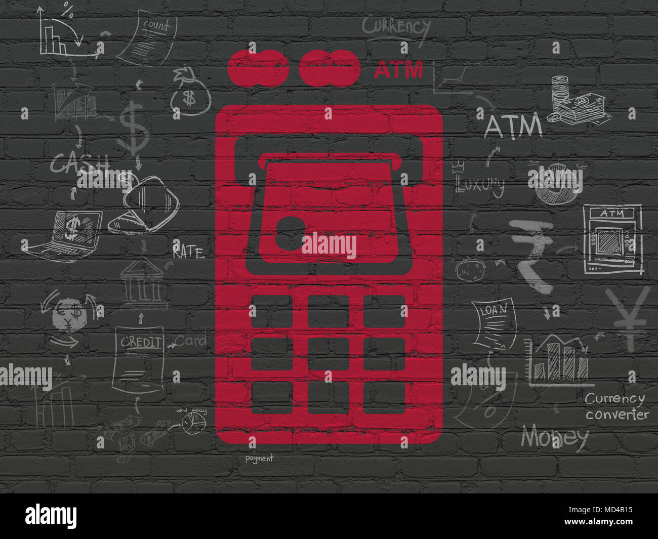 Money concept: ATM Machine on wall background Stock Photo - Alamy