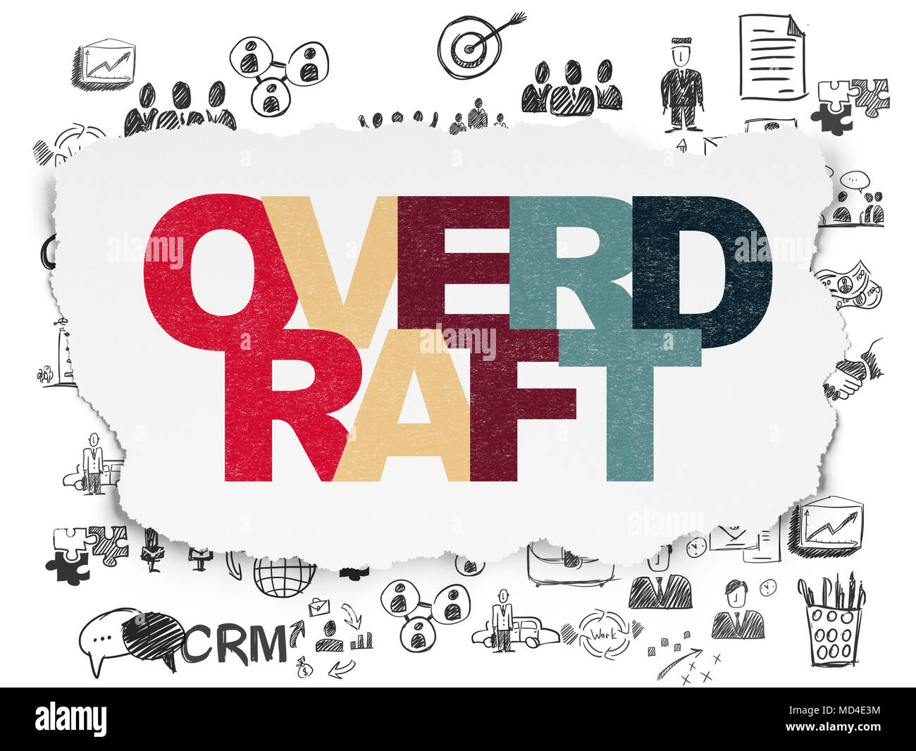 Business concept: Overdraft on Torn Paper background Stock Photo - Alamy