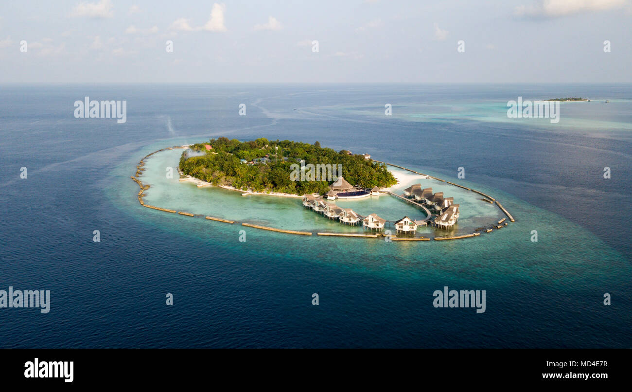 Maledives Atoll taken from above with a Drone Stock Photo