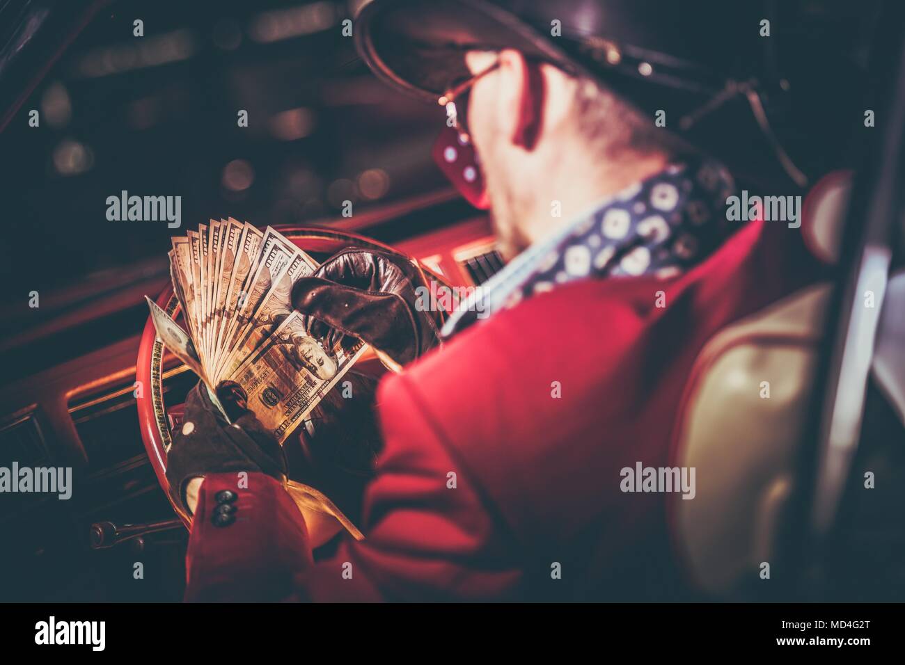 Lucky Casino Winner with His Cash Jackpot in Hands. American Cowboy and ...
