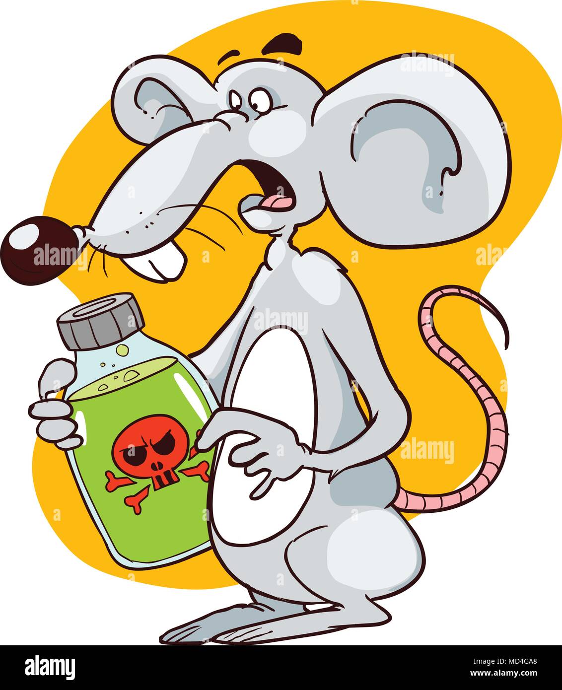 Poisoned rodent. Vector cartoon character on white background. Stock Vector
