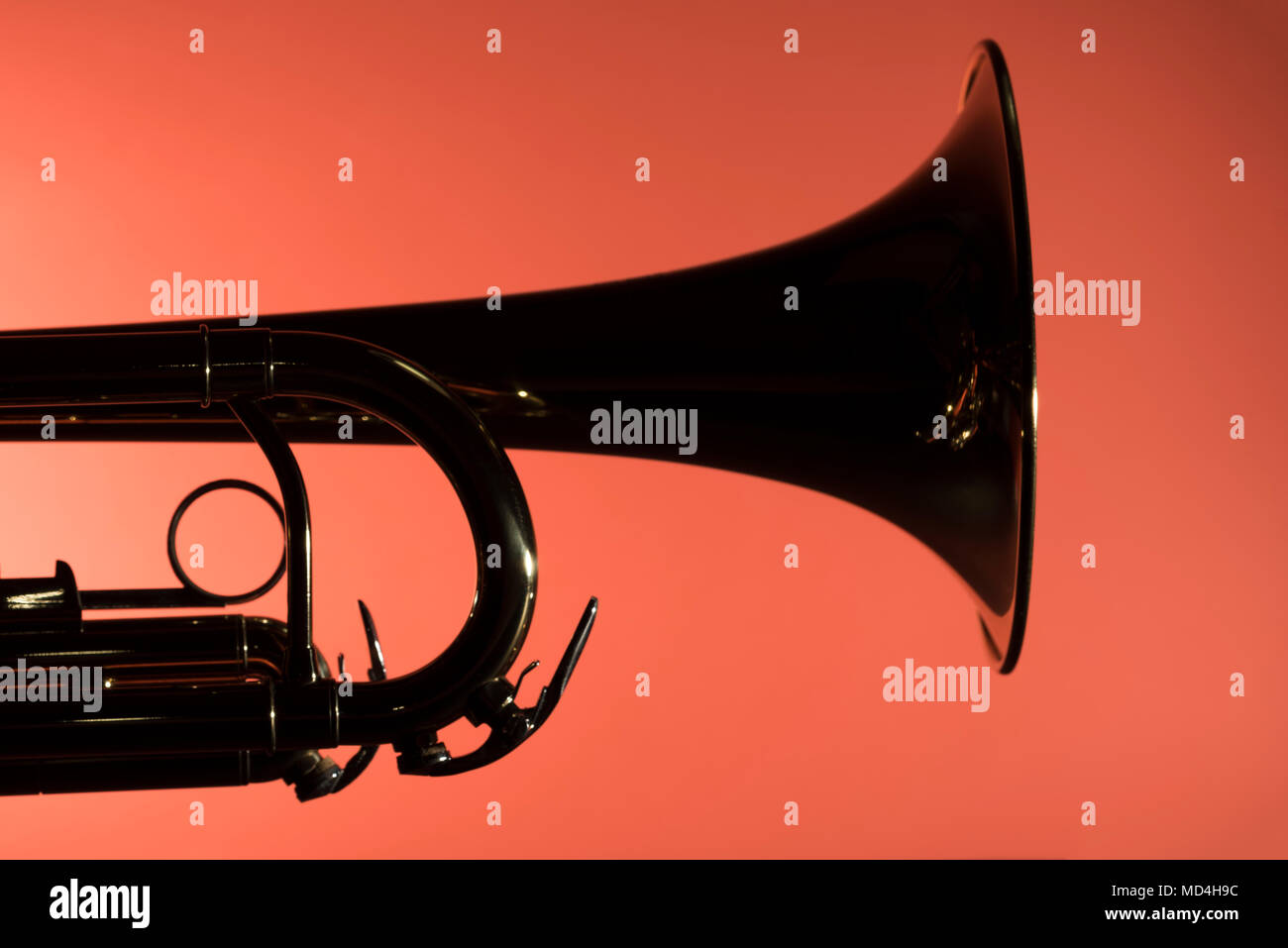 Brass trumpet details closeup Stock Photo