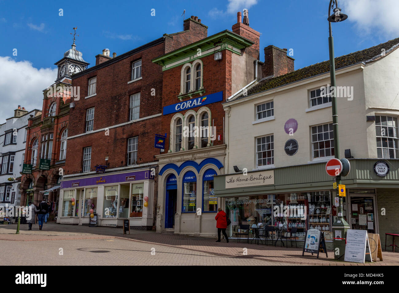 Buttermarket square, Leek town centre shopping centre in the county of Staffordshire, England, uk, gb Stock Photo