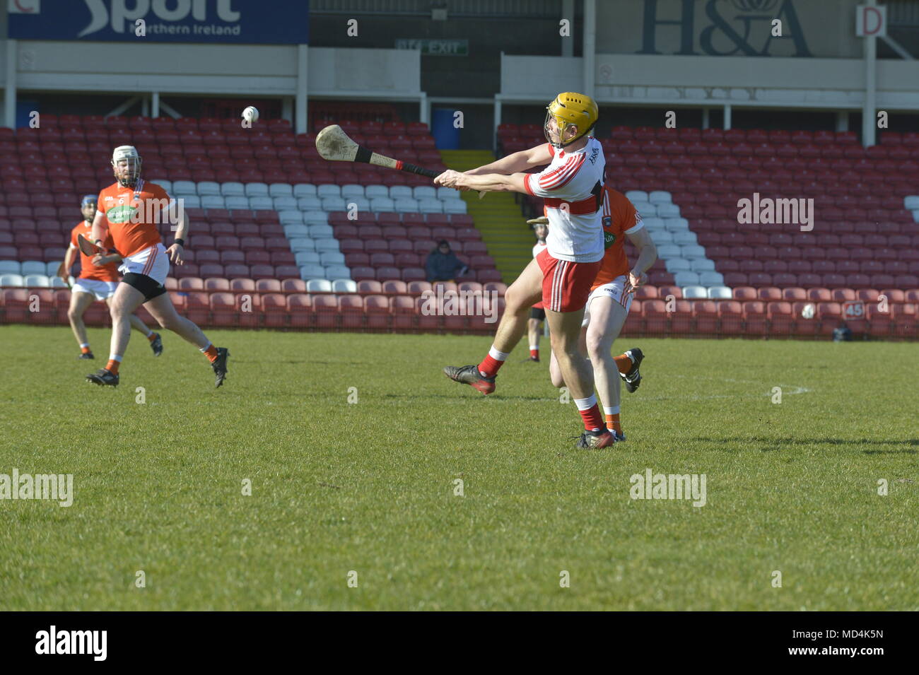 Derry v Armagh, GAA Hurling Allianz National Hurling League, Celtic Park, Derry. Stock Photo