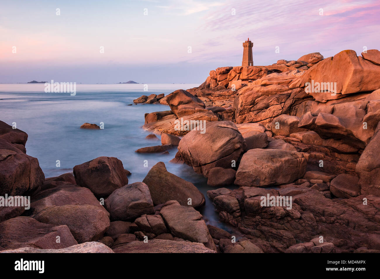 Atlantic Ocean coast in Brittany near Ploumanach, France Stock Photo ...