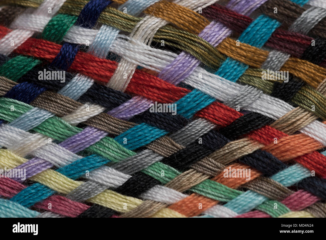 Multicolored cotton threads macro close up Stock Photo