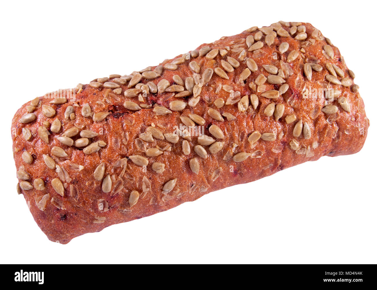 Bread with beetroot and sunflower seeds on a white background Stock Photo