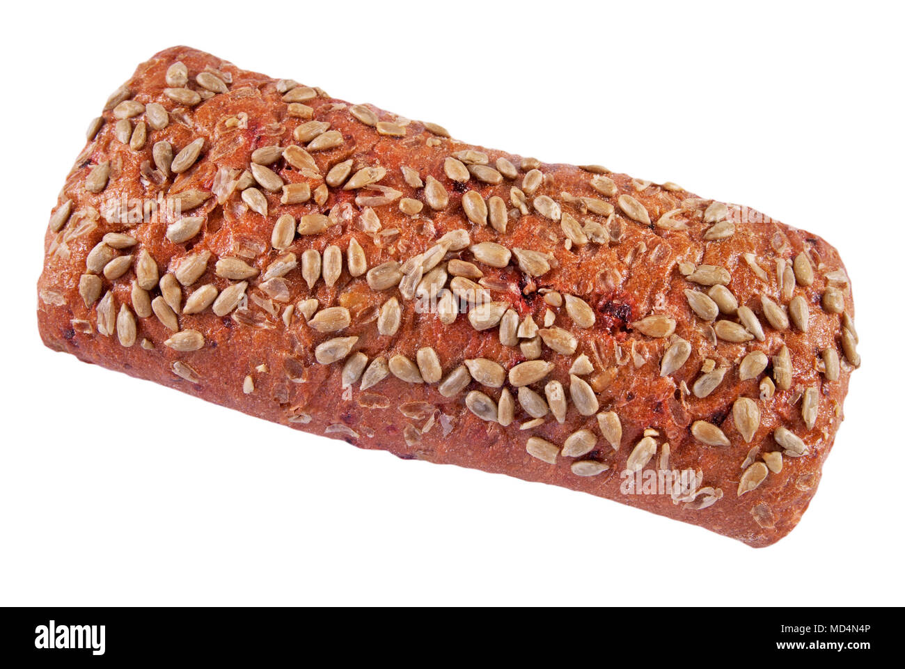 Bread with beetroot and sunflower seeds on a white background Stock Photo