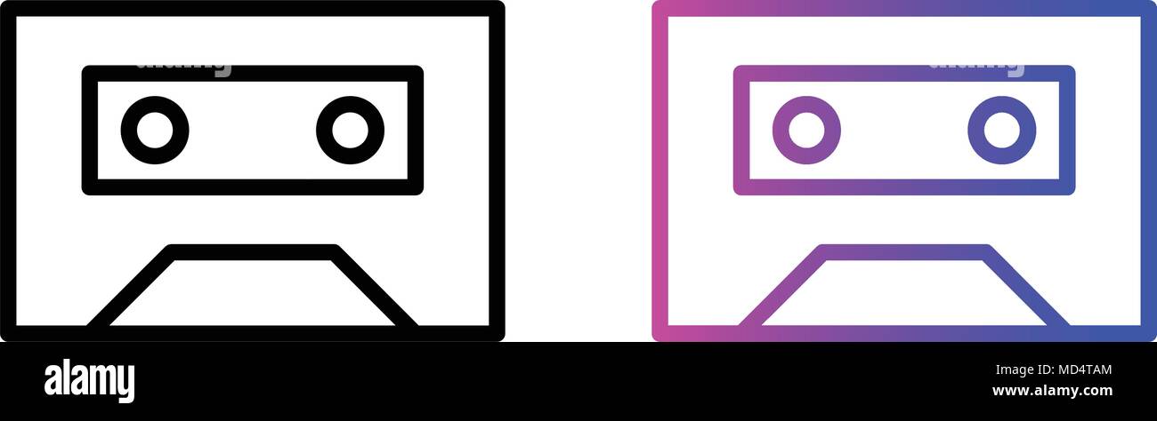 cassette line icon. vector illustration in two styles Stock Vector