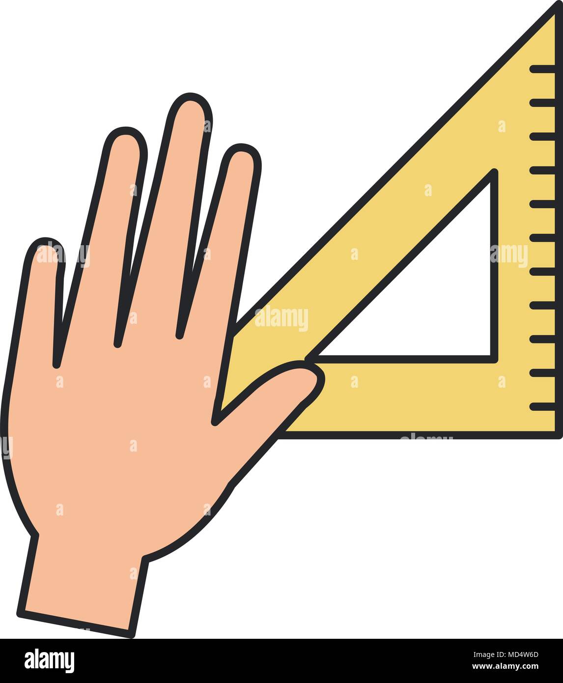 hand with rule school supply icon vector illustration design Stock ...