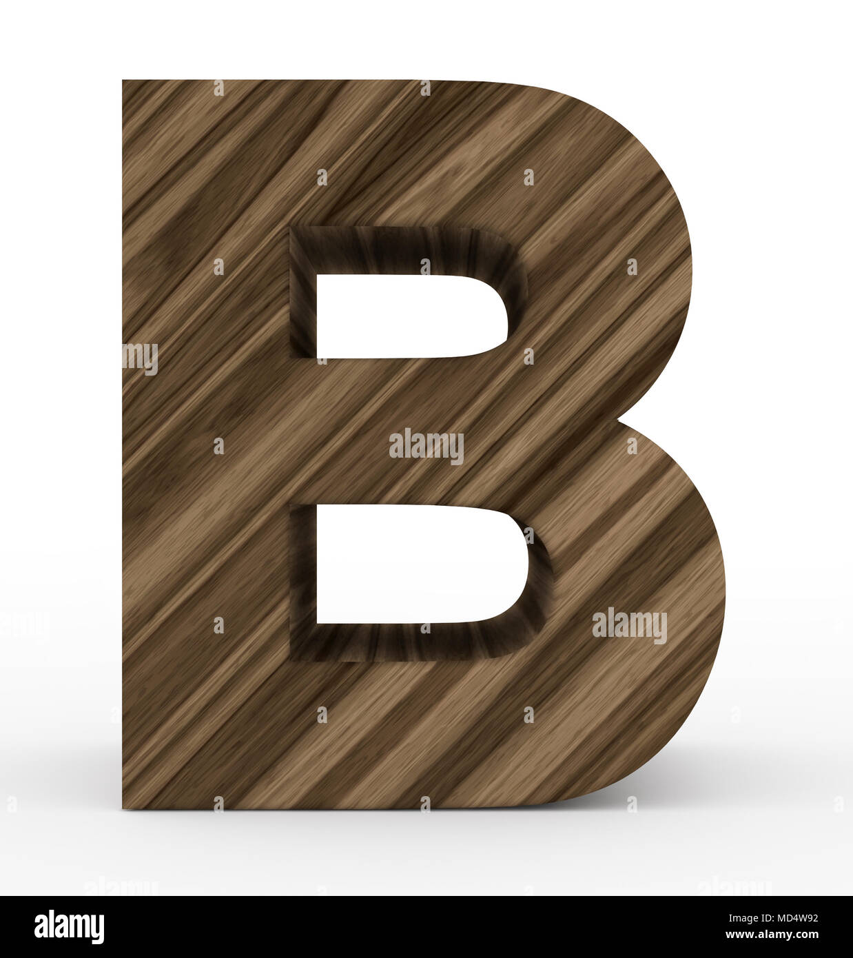letter B 3d wooden isolated on white - 3d rendering Stock Photo - Alamy