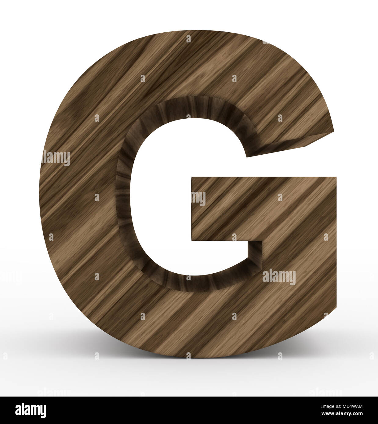 letter G 3d wooden isolated on white - 3d rendering Stock Photo - Alamy