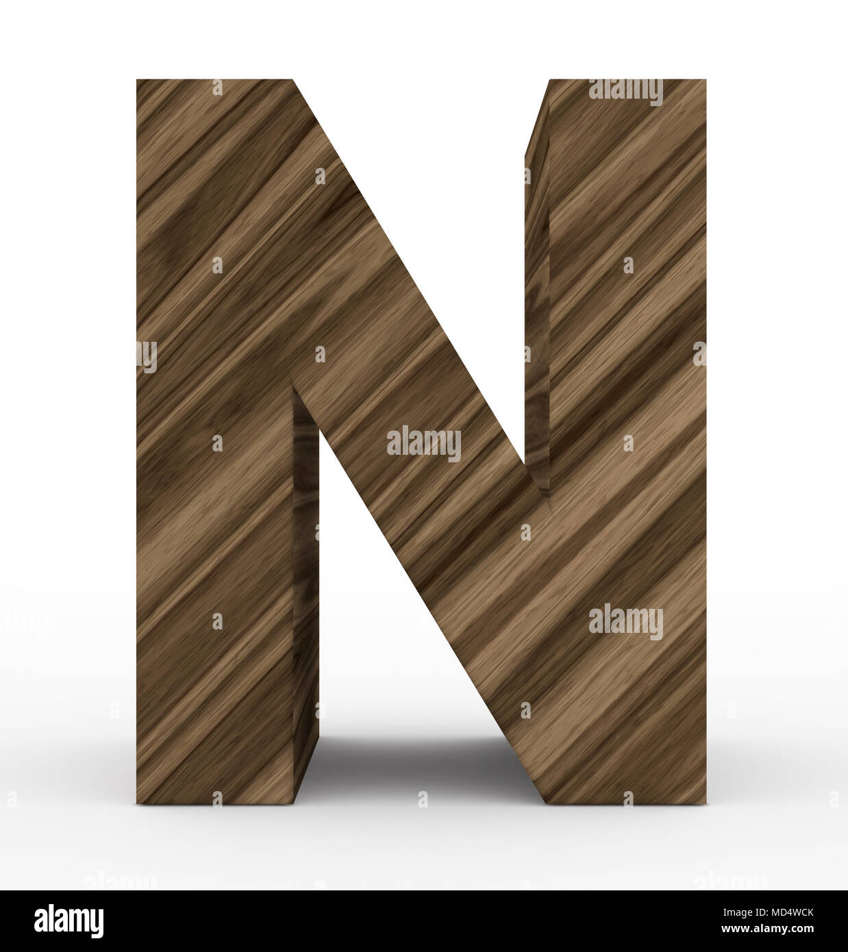 letter N 3d wooden isolated on white - 3d rendering Stock Photo - Alamy