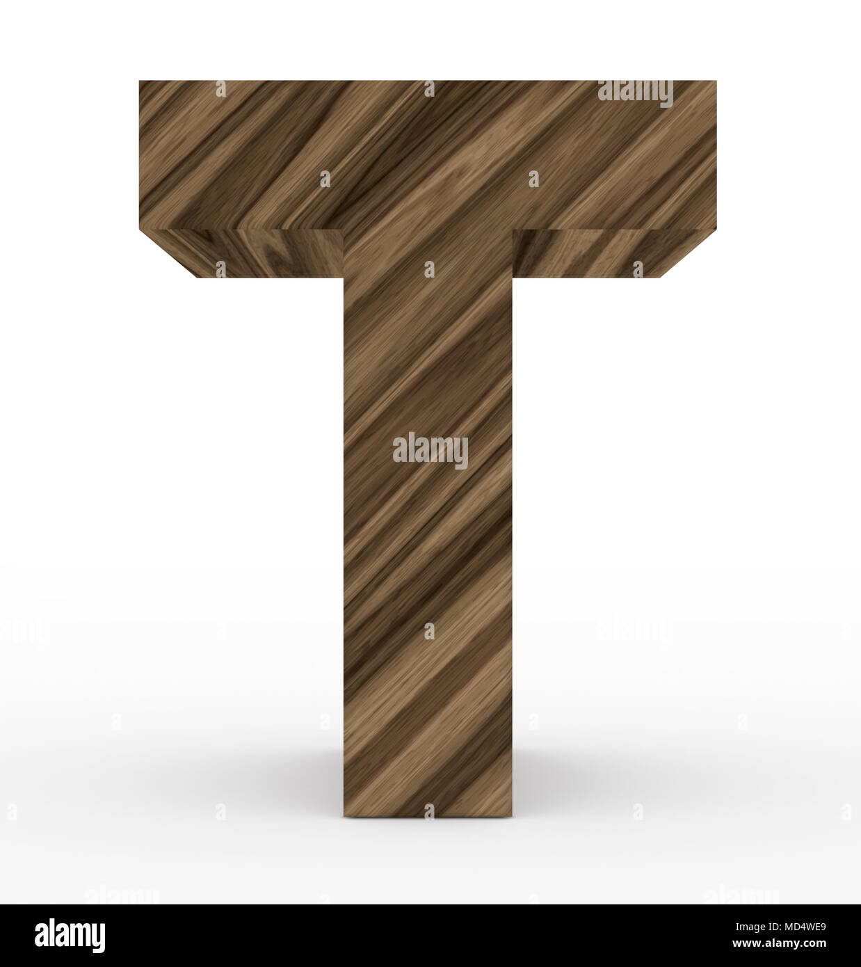 letter T 3d wooden isolated on white - 3d rendering Stock Photo - Alamy