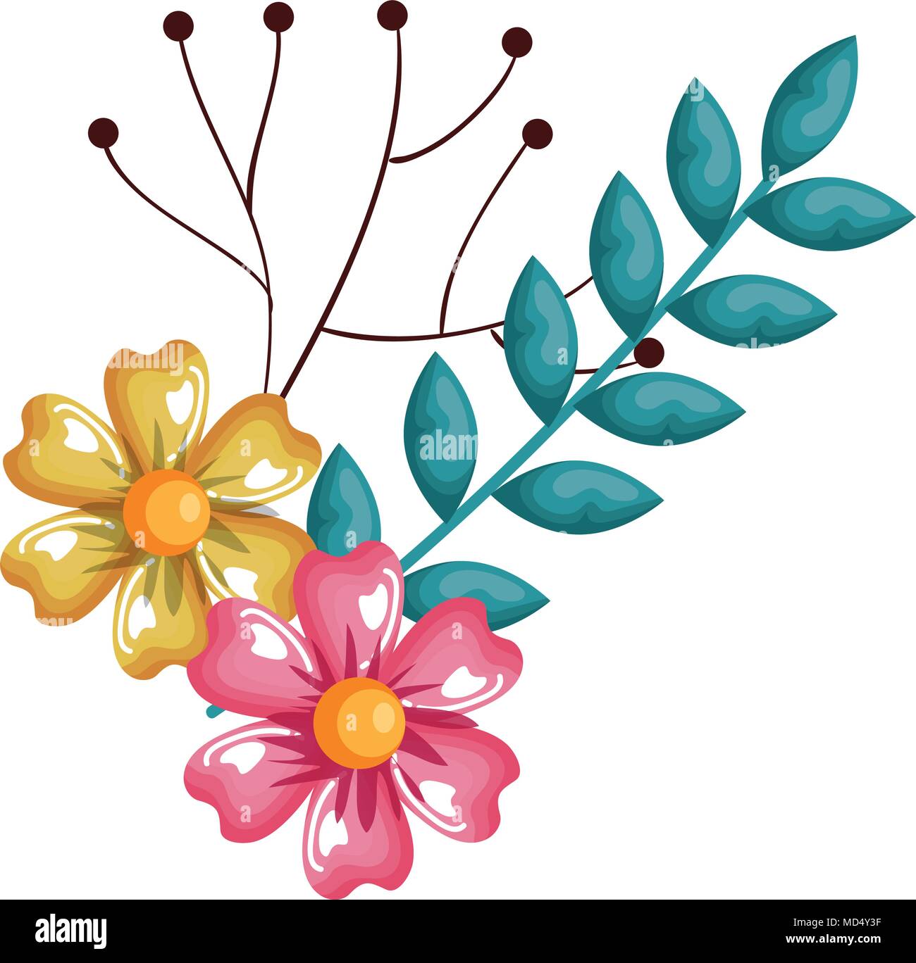 flowers and leafs decorative icon Stock Vector Image & Art - Alamy