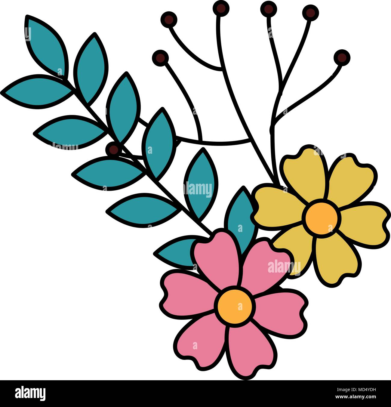 flowers and leafs decorative icon Stock Vector Image & Art - Alamy