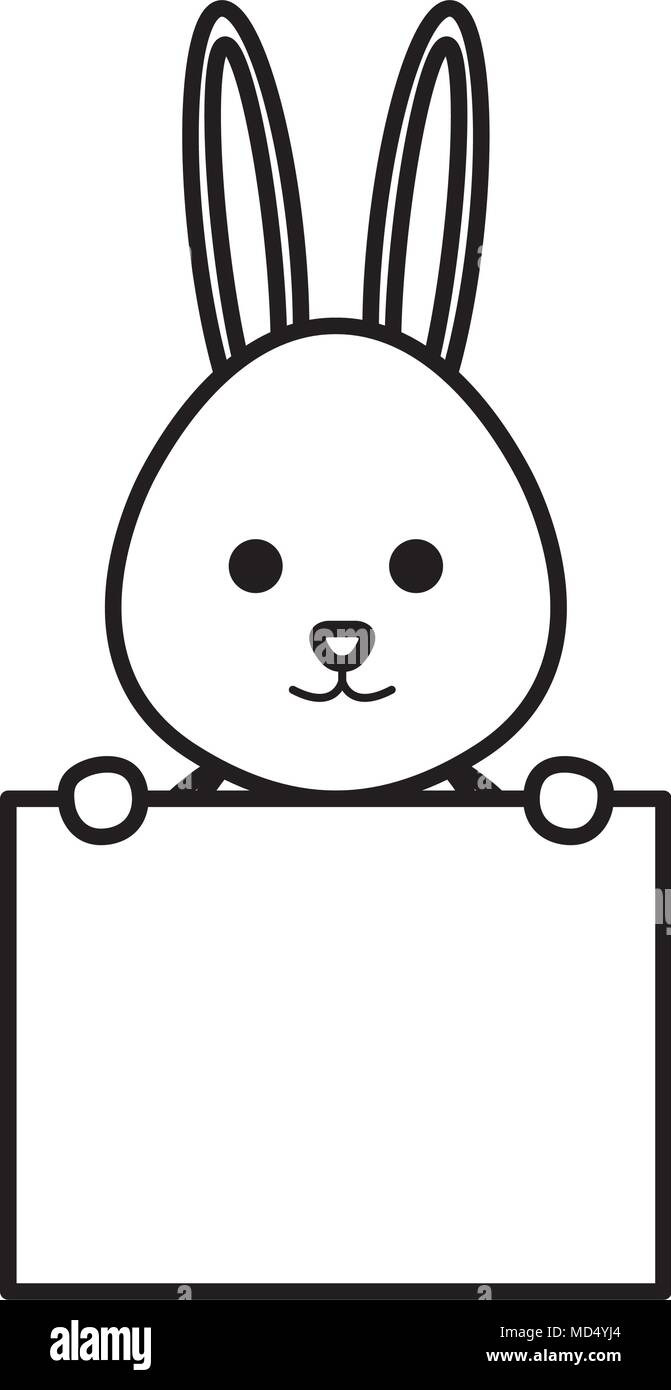 cute rabbit with label character Stock Vector Image & Art - Alamy