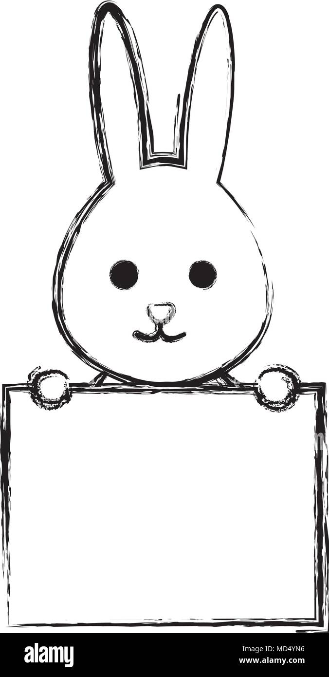 cute rabbit with label character Stock Vector Image & Art - Alamy