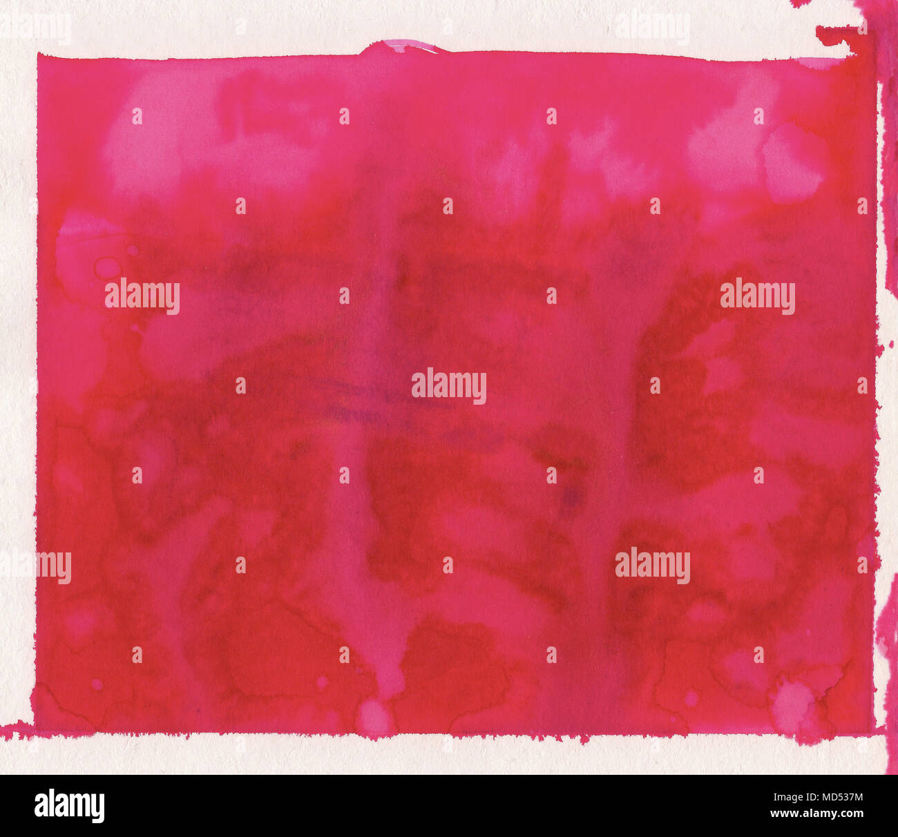 Abstract red watercolor background. Diluted paint. Painting with glitch