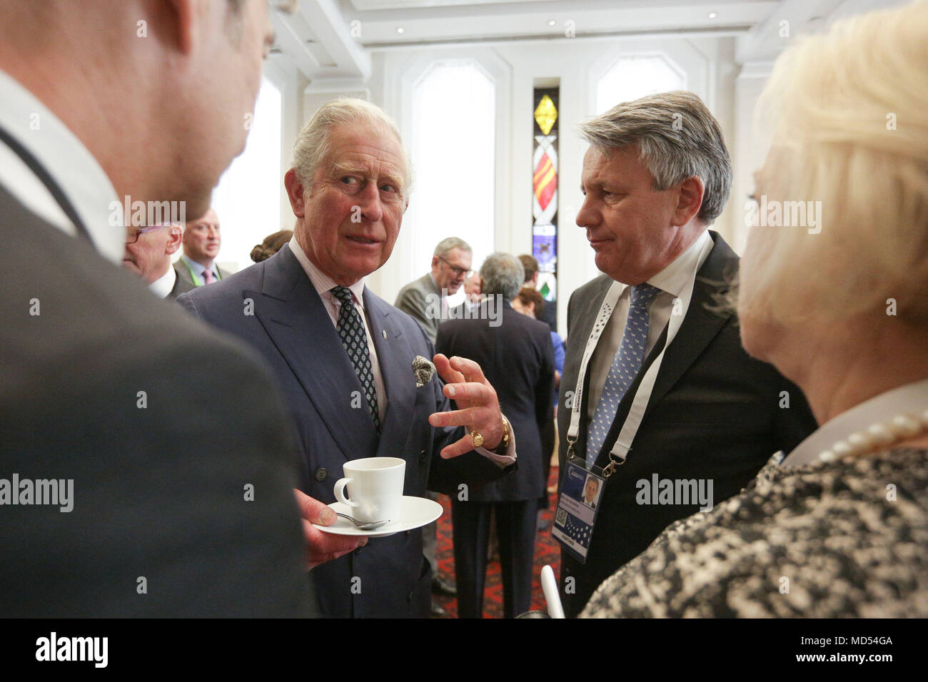 The Prince of Wales with Ben Van Beurden, CEO of Shell as he attends a