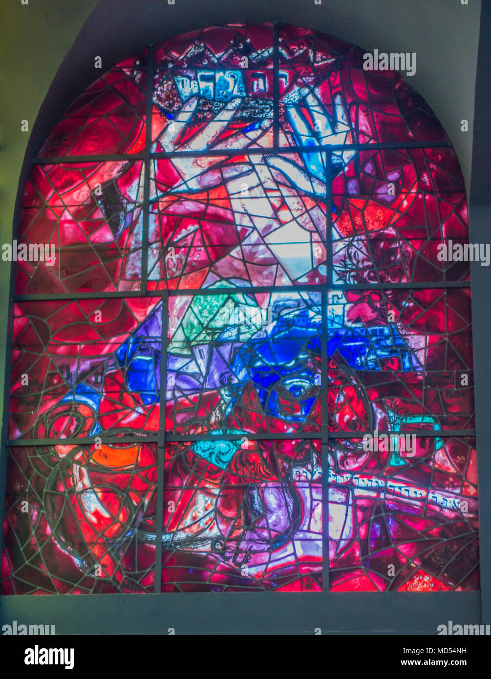 Stained Glass by Chagall representing the Tribe of Judah at Hadassah