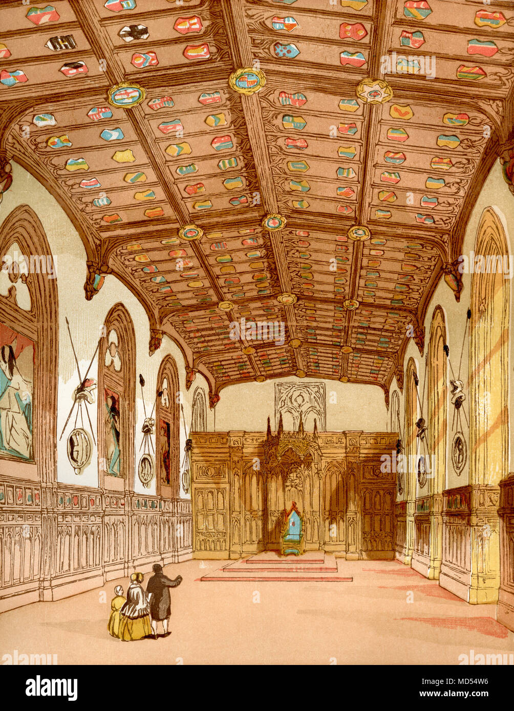 St. George's Hall, Windsor Castle, Windsor, England.  From Old England: A Pictorial Museum, published 1847. Stock Photo