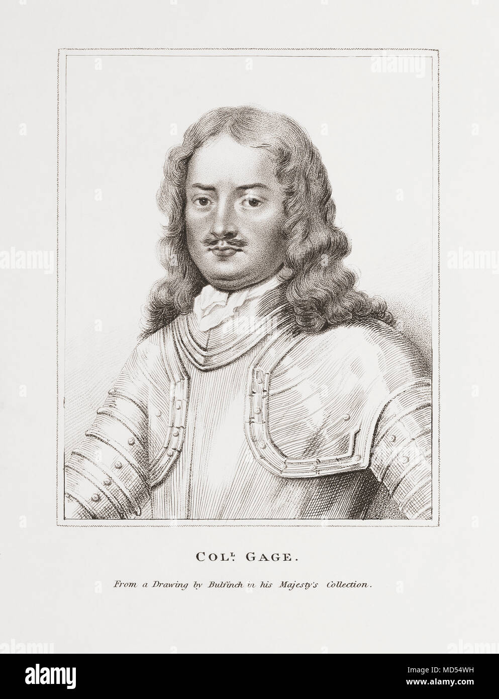 Sir Henry Gage, 1597-1645.  Royalist officer in English Civil War   From Woodburn’s Gallery of Rare Portraits, published 1816. Stock Photo