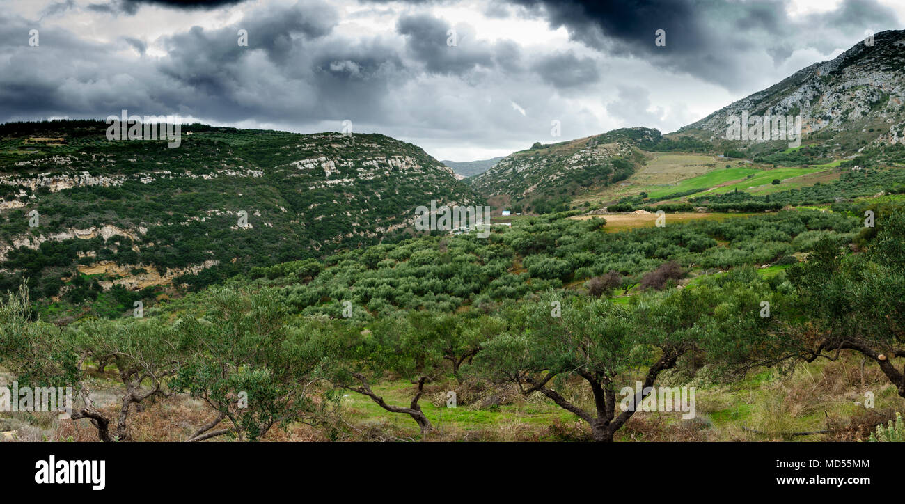 Scenic landscape with lush foliage, Greece Stock Photo