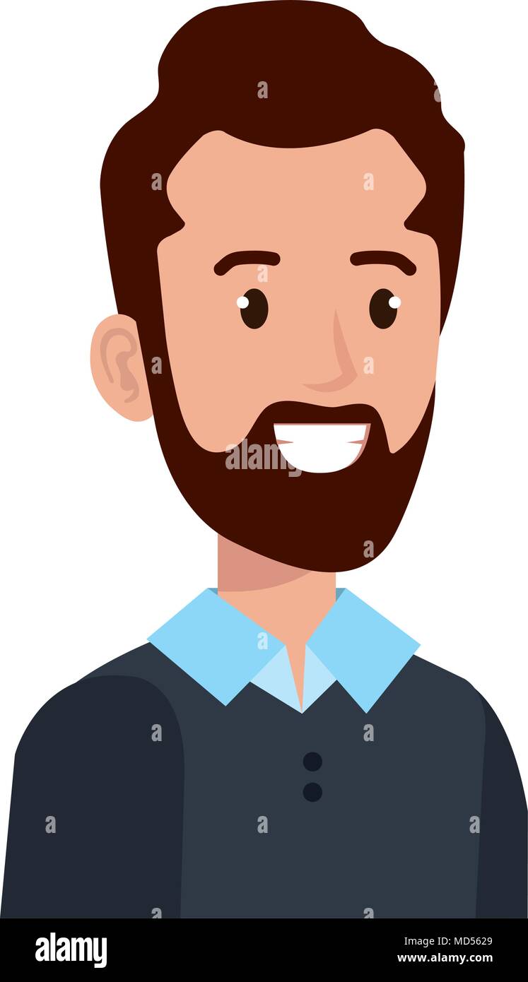 Face of man with beard. Avatar icon illustration. Businessman show thumb up  Stock Photo - Alamy