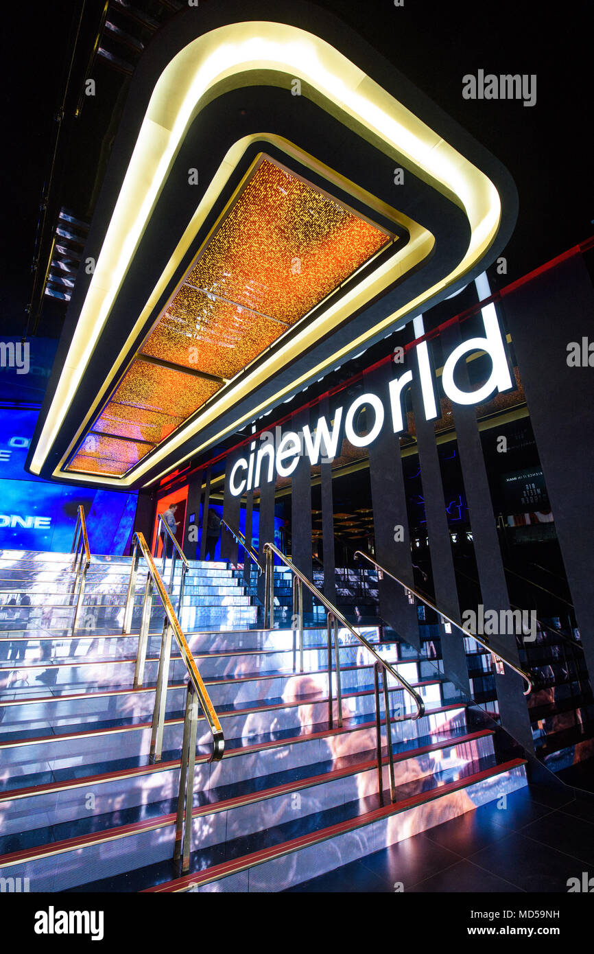 General view of the refurbishment of the Cineworld Leicester Square cinema in London. The new-look cinema includes a 4DX screen, which features moving seats, rain, snow, fog and scents to to enchance moviegoers' experience. PRESS ASSOCIATION Photo. Picture date: Wednesdayl 18, 2018. Photo credit should read: Matt Crossick/PA Wire Stock Photo
