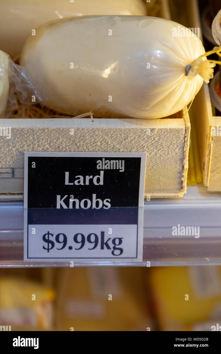 A knob of lard for sale in a boutique delicatessen in the Adelaide Hills, South Australia Stock Photo