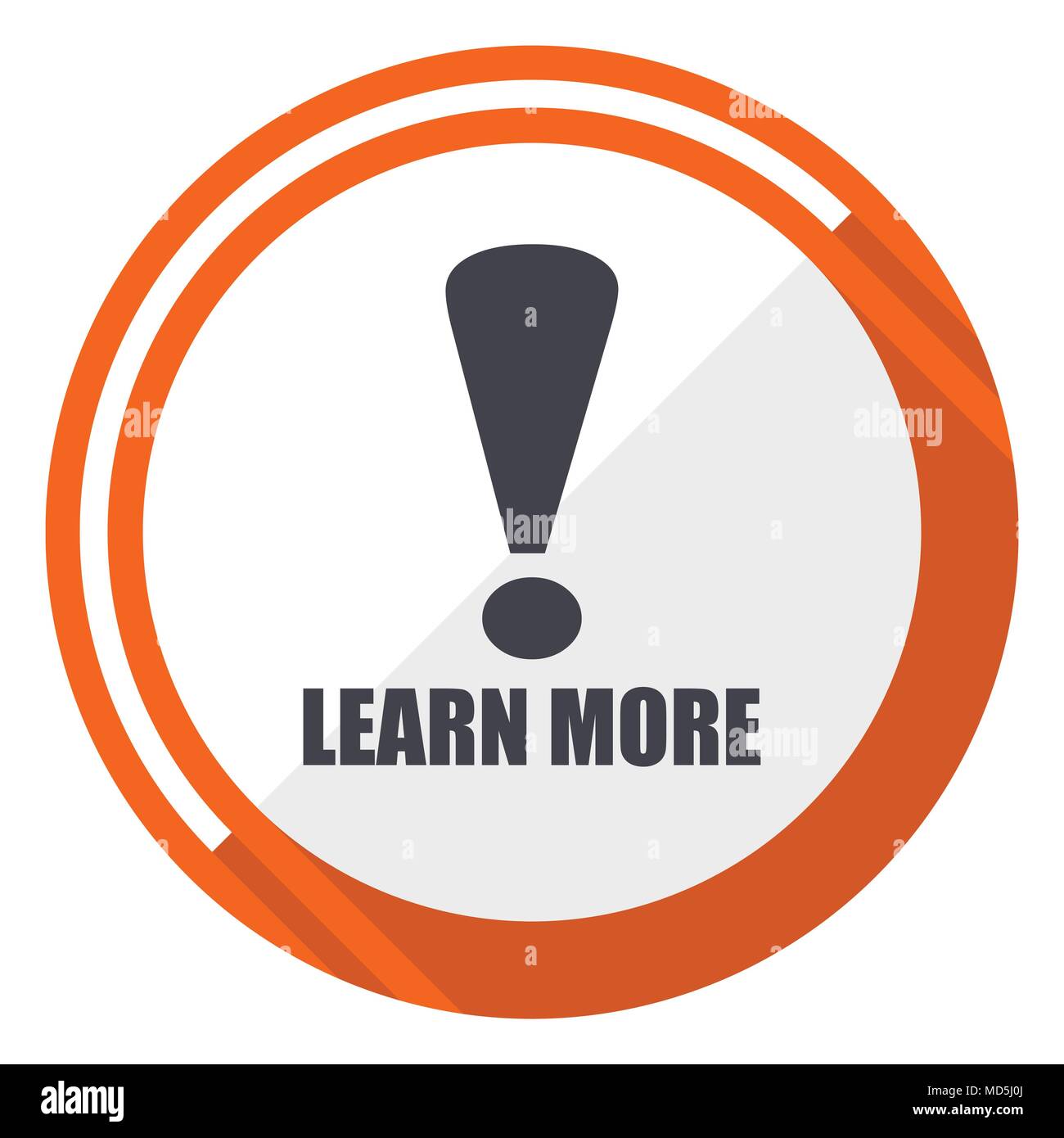 Learn more flat design orange round vector icon in eps 10 Stock Vector ...