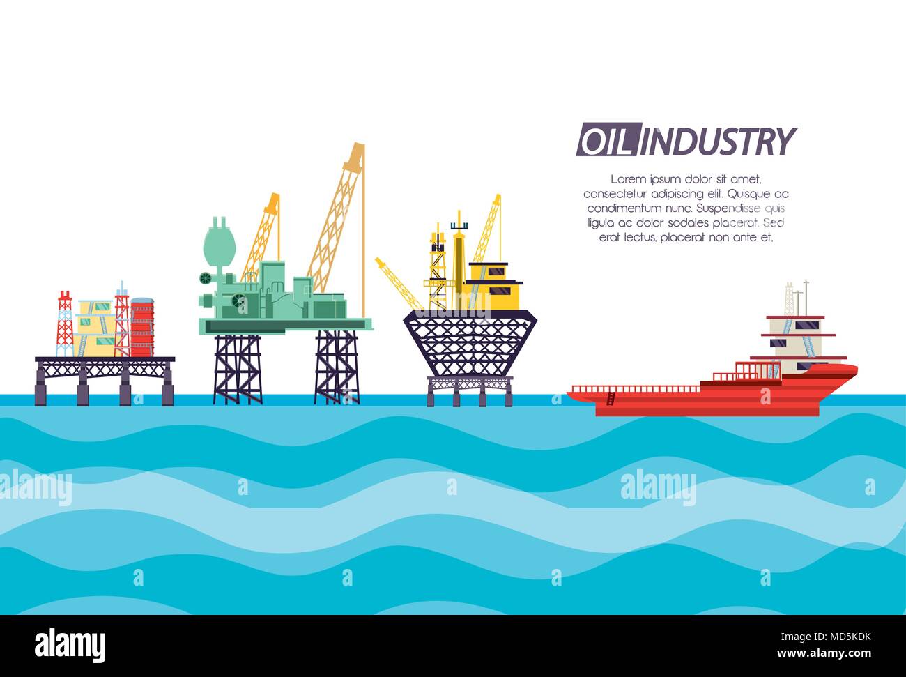 oil industry with marine platform vector illustration design Stock